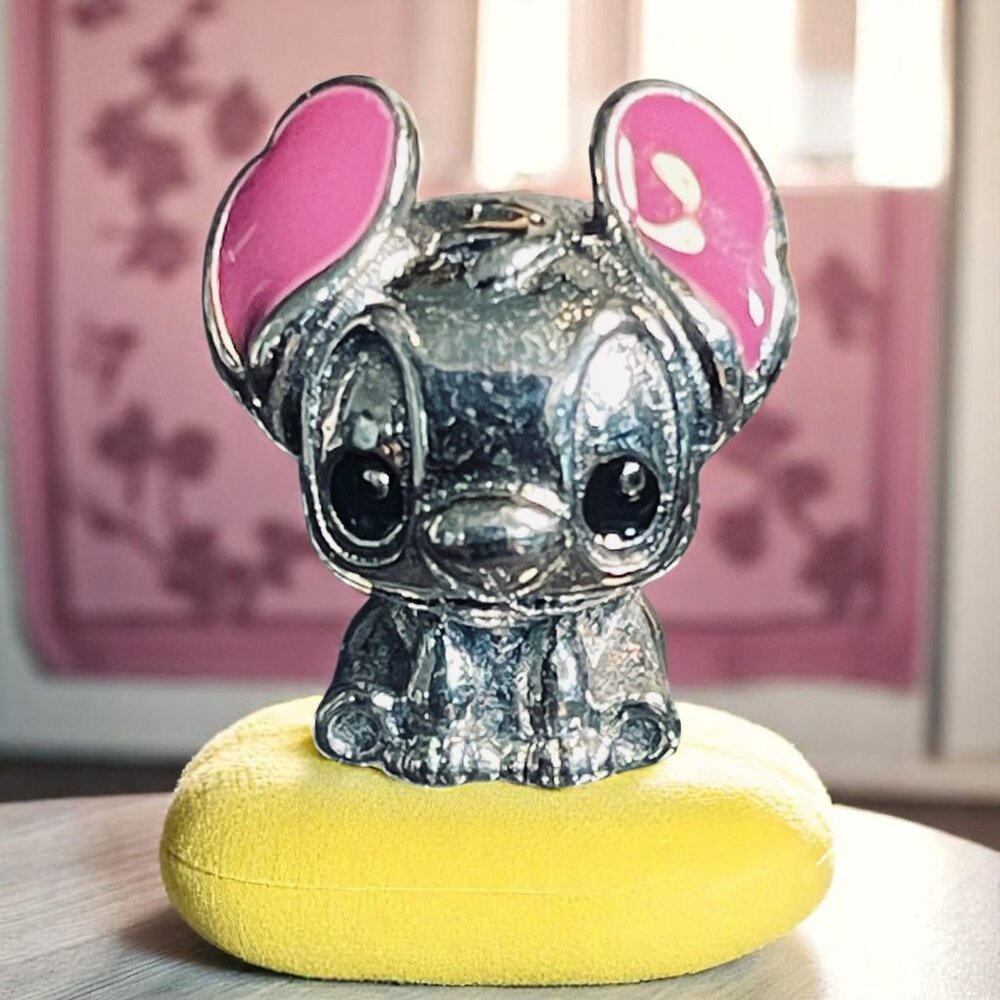 Stitch Charm‎ 925 Sterling Silver Enamel Pink Ears Cute Alien Lilo And Stitch
